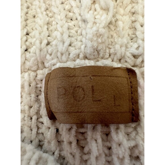 POL Sweater Womens Large Ivory Shredded Oversized Chunky Chenille Cropped Hooded - Picture 5 of 10
